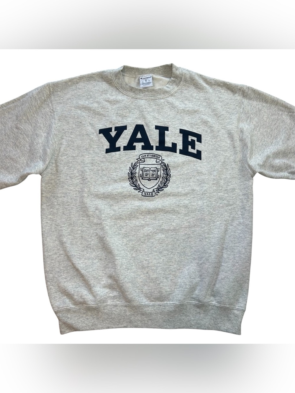 Champion Yale University Bulldogs Men M Fleece Crewneck Pullover Gray Sweatshirt - Picture 2 of 8